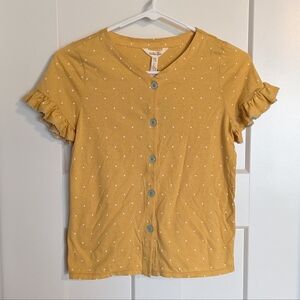 Matilda Jane NWT Don't Stop Dancing Gold Button Up Tee sz 10